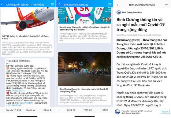 Các thông báo khẩn từ tài khoản Zalo “Chính quyền điện tử TP Hải Phòng” và “Bình Dương SmartCity”