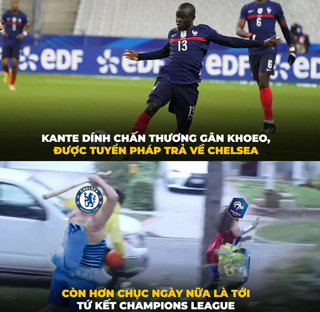 Tình hình fan Chelsea khi nghe kante bị chấn thương.