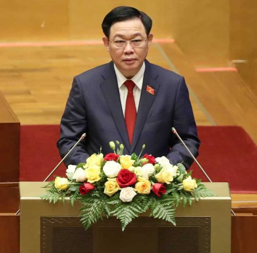 Tân Chủ tịch Quốc hội Vương Đình Huệ phát biểu sau khi nhậm chức (Ảnh QH)