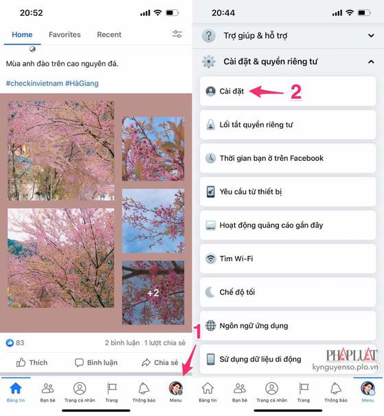 Truy cập vào phần cài đặt trên Facebook. Ảnh: MINH HOÀNG