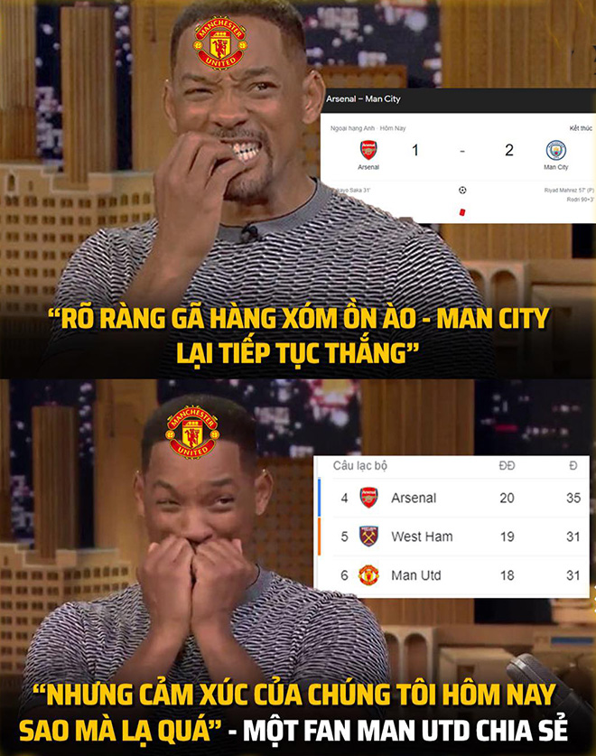 Man City hạ Arsenal, MU "mừng thầm" chen chân vào top 4.