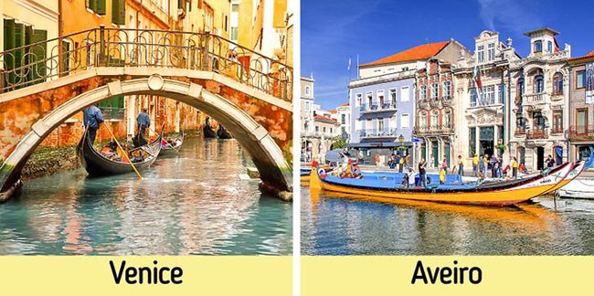 1. Aveiro, Bồ Đào Nha

Tất cả chúng ta đều biết về vẻ đẹp của Venice nhưng ít ai biết tới thành phố Aveiro. Ở đây có một thị trấn kênh đào tuyệt đẹp với những ngôi nhà lát gạch đầy màu sắc quyến rũ. Thị trấn này nằm bên bờ biển, có mạng lưới các kênh rạch chằng chịt nhưng không quá đông đúc khách du lịch.
