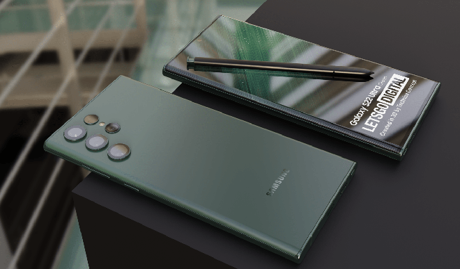 Ảnh concept Galaxy S22 Ultra và bút S Pen.