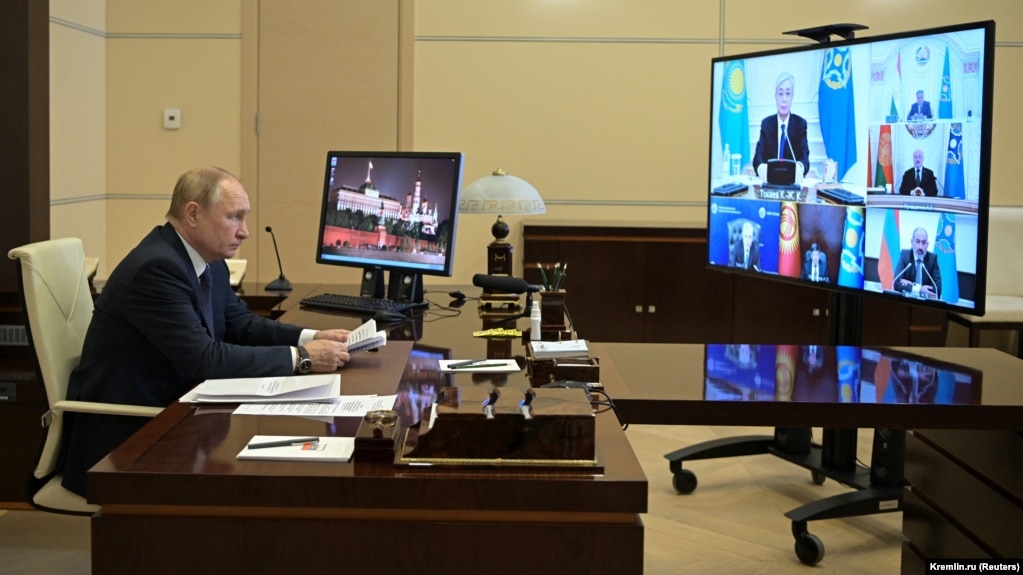 Ông Putin tham gia họp trực tuyến với lãnh đạo các quốc gia thuộc liên minh CSTO.