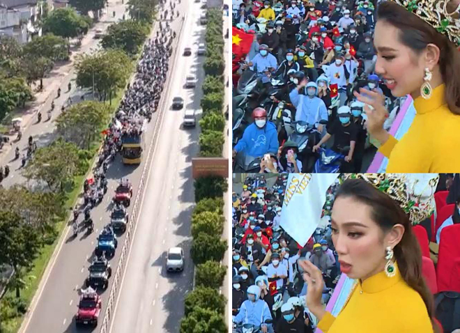 Hoa hậu Thùy Tiên diễu hành với dàn siêu xe, “bố” Mỹ Tâm bất ngờ chiếm spotlight - hình ảnh 1