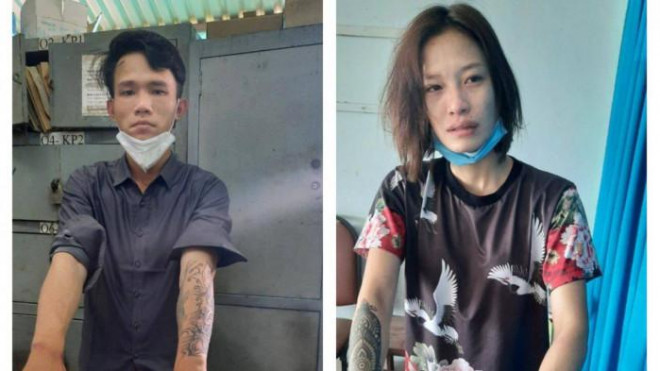 Trần Hoàng Tuấn và Ngô Thị Ngọc Nguyên lúc bị bắt giữ