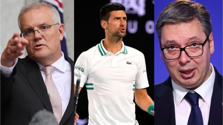 Tổng thống Serbia,&nbsp;Aleksandar Vucic (ảnh phải) chất vấn Thủ tướng Austrlia,&nbsp;Scott Morrison về Djokovic