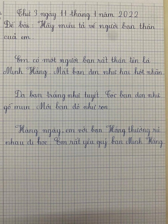 Miêu tả bạn thân, bé gái bê khuôn mẫu công chúa cổ tích vào bài khiến dân mạng cười ngất - 1