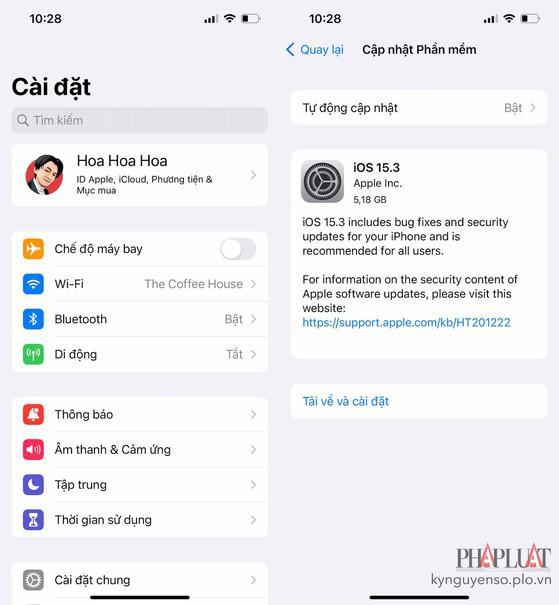 Cập nhật iPhone lên phiên bản mới nhất. Ảnh: MINH HOÀNG