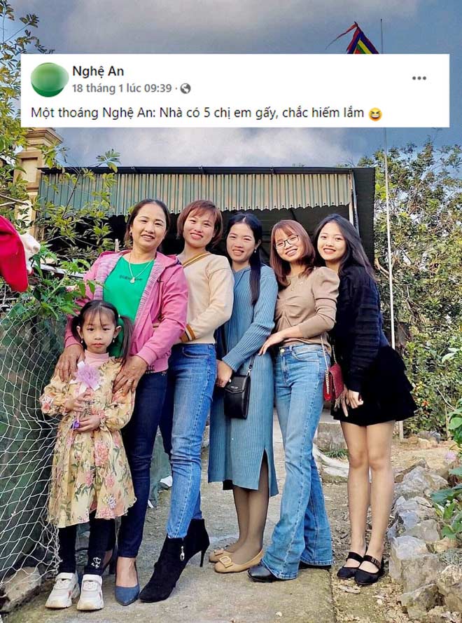 Nghệ An chia sẻ hình ảnh gia đình có 5 cô con gái