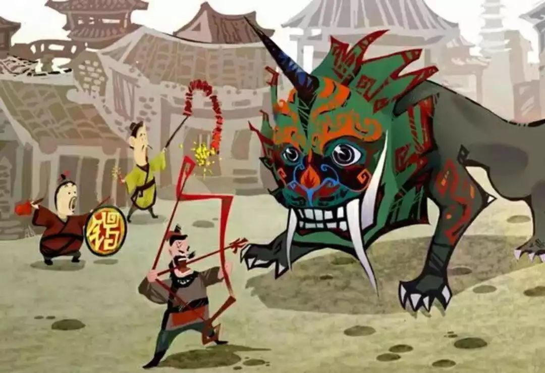 Theo truyền thuyết, người dân Trung Quốc tổ chức ngày Tết Nguyên đán để xua đuổi con quái vật Niên (tranh: Daynews)