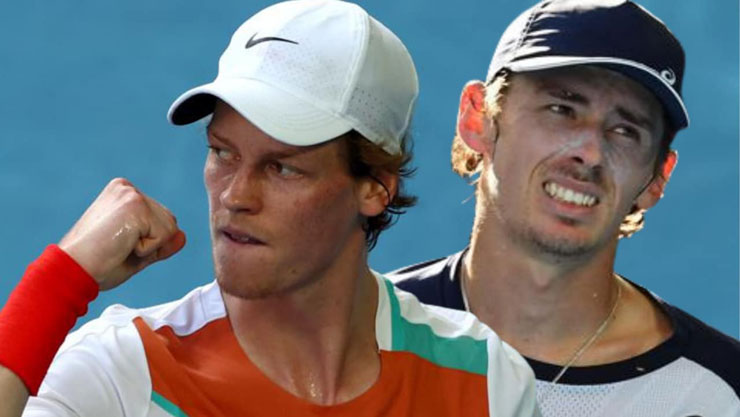 Jannik Sinner (trái) chấm dứt hành trình của tay vợt nước chủ nhà Alex de Minaur ở Úc mở rộng năm nay