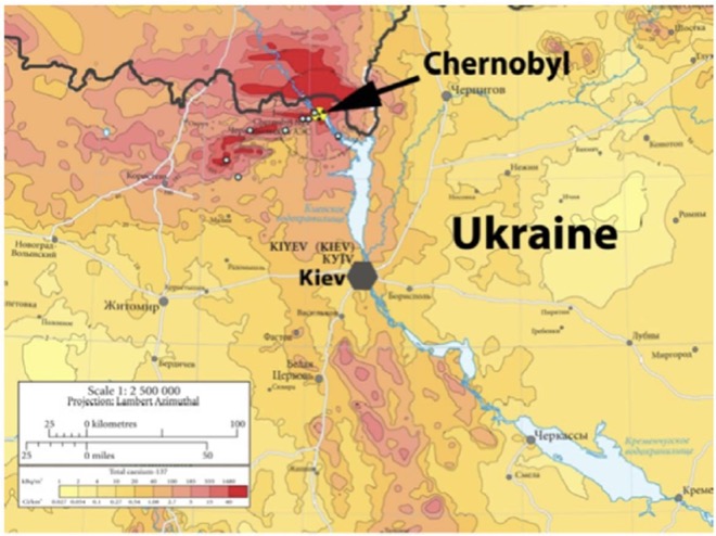 Vị trí Chernobyl nằm giáp biên giới Ukraine, cách không xa thủ đô Kiev.