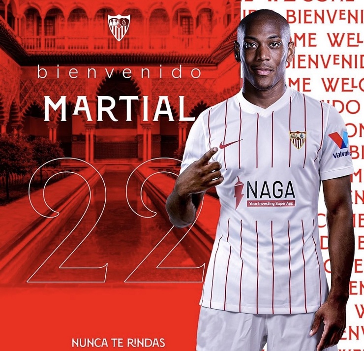 Martial sẽ khoác áo số 22 tại Sevilla