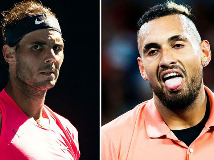 Nadal (trái) bị cắt sóng vì Kyrgios (phải)