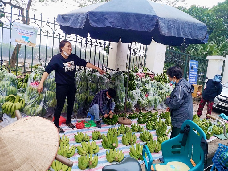 Nhiều điểm bán chuối tự phát phục vụ nhu cầu của người dân dịp Tết. (Ảnh: Lam Chiều).