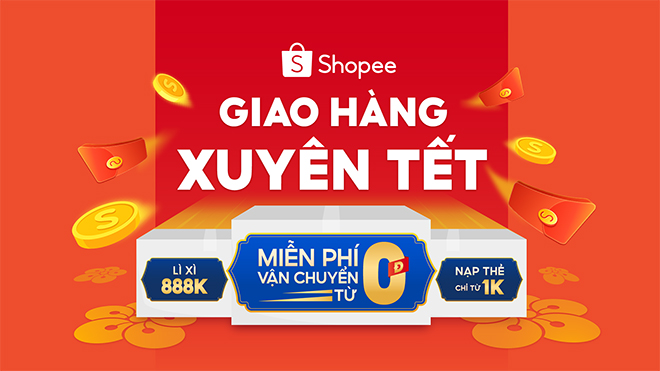 Tada, “Shopee Tết Sale, Giao Hàng Xuyên Tết” kéo dài từ 31.1 đến 5.2 thổi bay những trở ngại mua sắm của dân văn phòng dịp cuối năm.