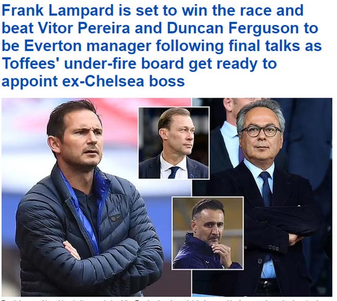 Tờ DailyMail nói về thương vụ của Lampard và Everton