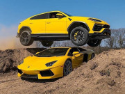 Tin tức ô tô - Clip: Lamborghini Urus bay qua đầu Lamborghini Aventador