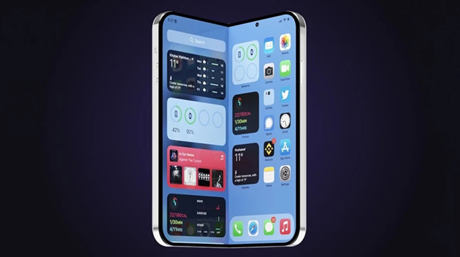 Ảnh khái niệm iPhone Fold theo phong cách Galaxy Z Fold 3.