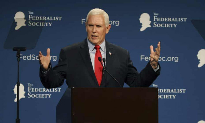 Cựu Phó Tổng thống Mike Pence trong bài phát biểu vào ngày 4-2. Ảnh: AP