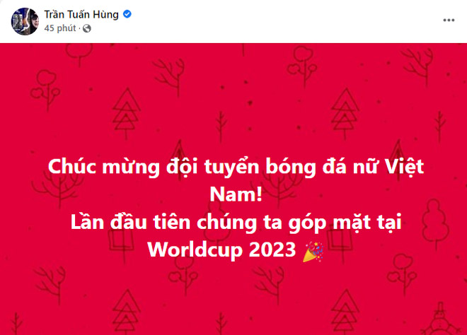 Trần Tuấn Hùng của ban nhạc Bức Tường đăng lời chúc mừng