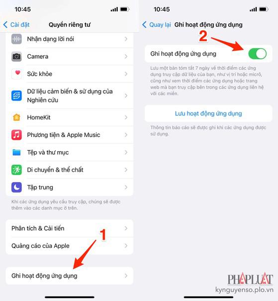 Ghi lại hoạt động của ứng dụng trên iPhone. Ảnh: MINH HOÀNG