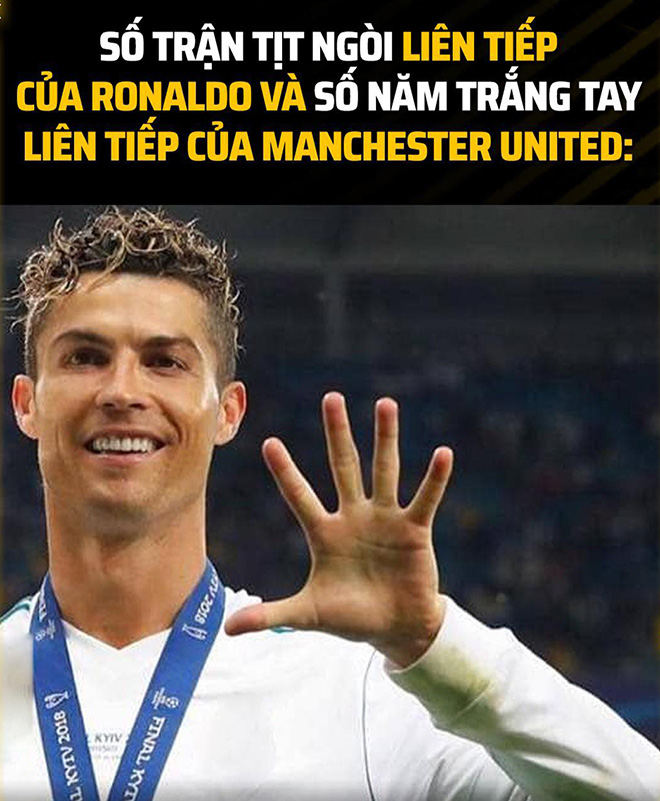 Ronaldo tịt ngòi 5 trận liên tiếp, và đó cũng là số năm MU trắng tay.