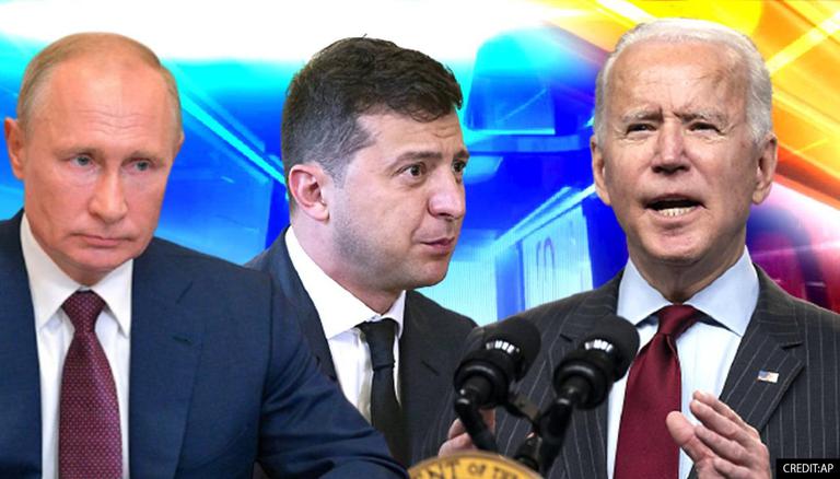 Từ trái qua: Tổng thống Nga Vladimir Putin, Tổng thống Ukraine Volodymyr Zelensky và tổng thống Mỹ Joe Biden. Ảnh: AP