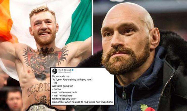 McGregor (trái) và Fury (phải) khẩu chiến dữ dội trên mạng xã hội