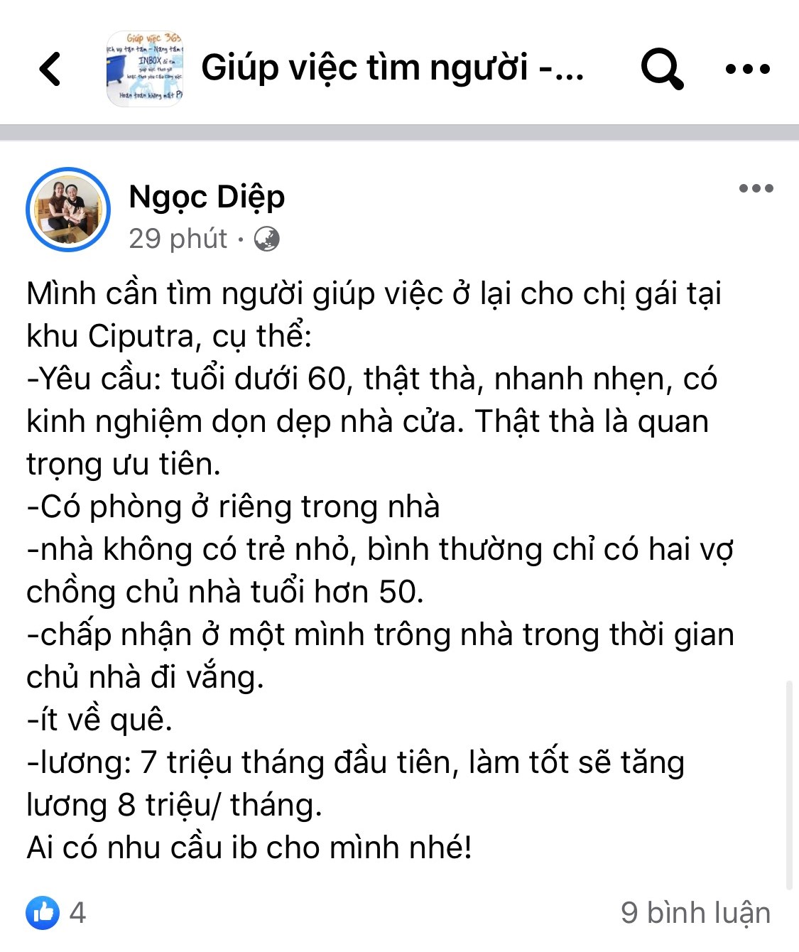 Giống như nhiều loại dịch vụ khác tăng giá vào mùa cao điểm, sau Tết là thời điểm tăng lương, nâng phí của người giúp việc, dù với hình thức thuê lâu dài hay theo giờ. (Ảnh chụp màn hình)