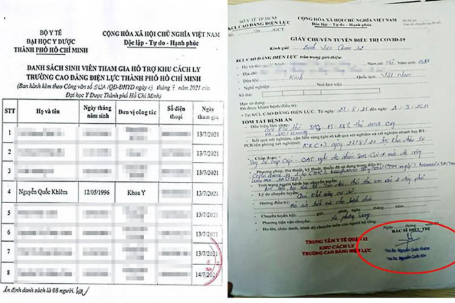 &nbsp;Khiêm có tên trong danh sách sinh viên và thành “thạc sĩ - bác sĩ điều trị”&nbsp;ký vào giấy chuyển viện.