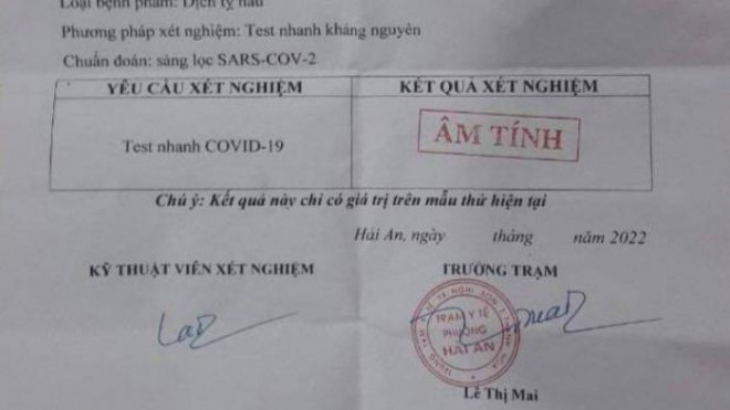 Phiếu trả kết quả xét nghiệm ghi trống ngày tháng