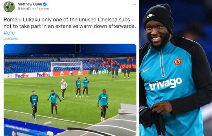 Lukaku vắng mặt trong&nbsp;phần làm nóng người&nbsp;sau trận dành cho các cầu thủ không thi đấu&nbsp;của Chelsea