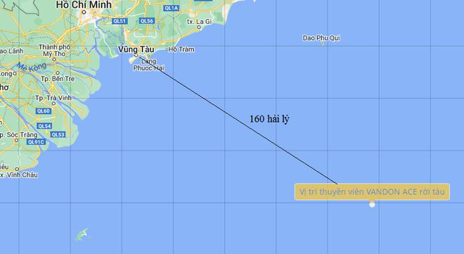 Vị trí tàu VANDON ACE gặp nạn ngoài biển Vũng Tàu