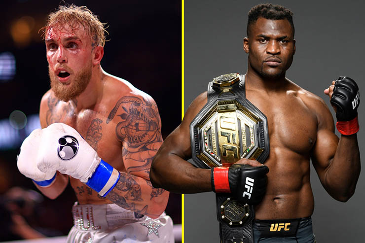 Francis Ngannou (phải) bày tỏ sự ủng hộ với Jake Paul