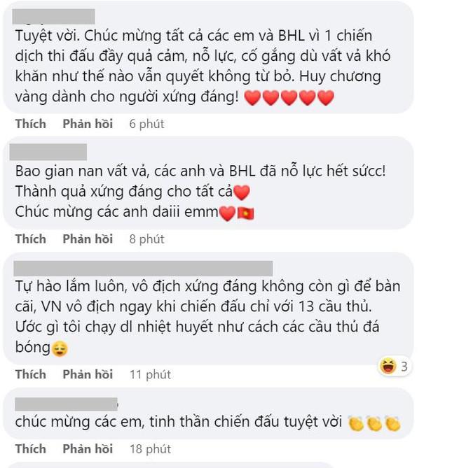 Những bình luận chúc mừng của người hâm mộ cả nước gửi đến các cầu thủ trước chiến thắng ngọt ngào.