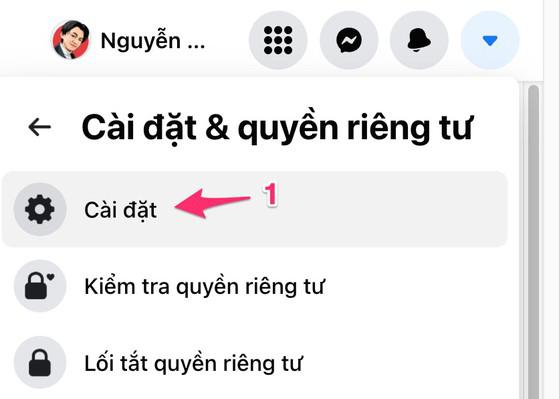 Cài đặt Facebook. Ảnh: TIỂU MINH