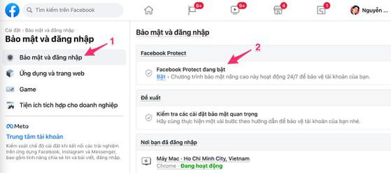 Cách kích hoạt Facebook Protect. Ảnh: TIỂU MINH