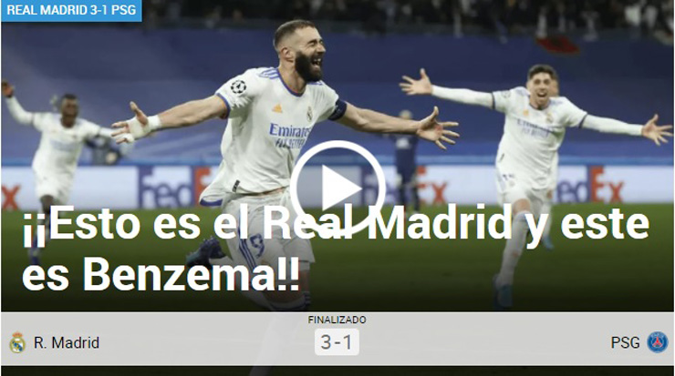 "Đây là Madrid, đây là Benzema", tiêu đề rất đơn giản nhưng đầy ý nghĩa của tờ Marca