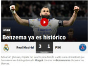 Bóng đá - Real ngược dòng trước PSG tại Cúp C1: Báo TBN &quot;mở hội&quot;, tán dương Benzema