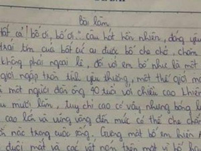 Bài văn tả bố đạt 9,5 điểm của cô bé lớp 7 khiến cộng đồng mạng tan chảy