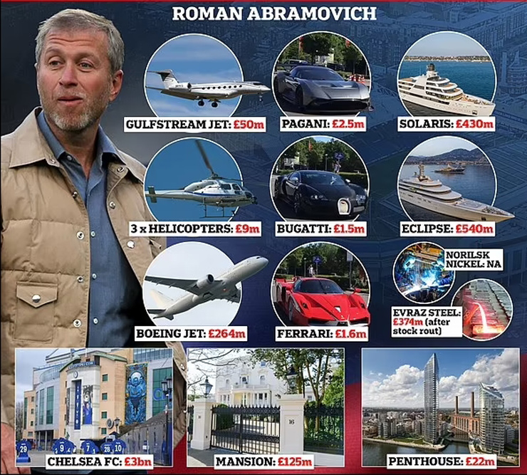 Tài sản đồ sộ của ông Abramovich tại nước Anh