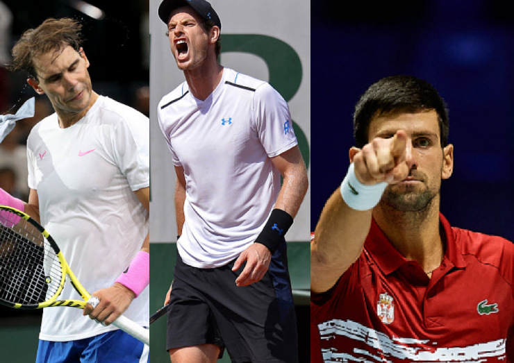 Murray tin Nadal (trái) sẽ vô địch Roland Garros 2022 và gạt bỏ Djokovic (phải) khỏi danh sách