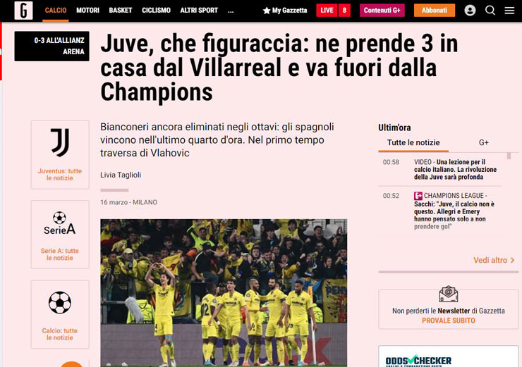 Nhật báo quê nhà La Gazzetta dello Sport chê Juventus là "kẻ ngốc" ở đấu trường số 1 châu Âu