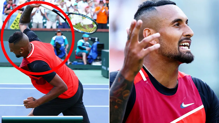 Kyrgios đập vợt suýt trúng vào người cậu bé nhặt bóng