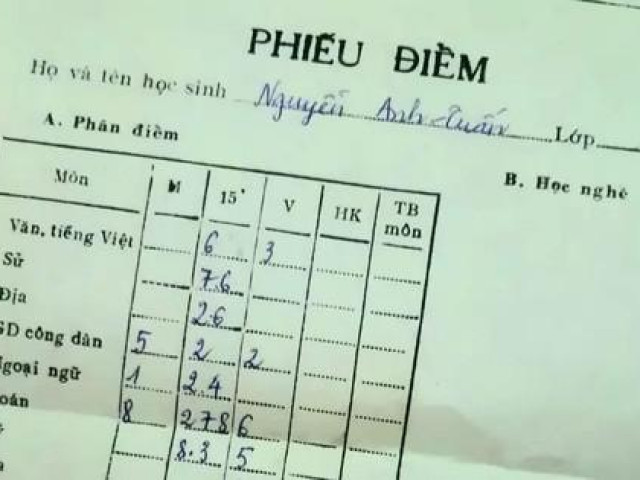 Bố khoe ngày xưa học giỏi nhất lớp, con trai vô tình tìm thấy bảng điểm lớp 10 của bố, đọc xong mà muốn ”ngất tại chỗ”