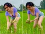 Đời sống Showbiz - Hot girl Nghệ An lại gây tranh cãi vì trang phục mặc khi làm ruộng