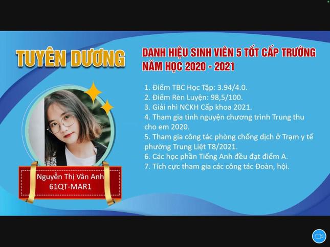 Bảng thành tích ấn tượng của Vân Anh trong năm học 2020 - 2021.