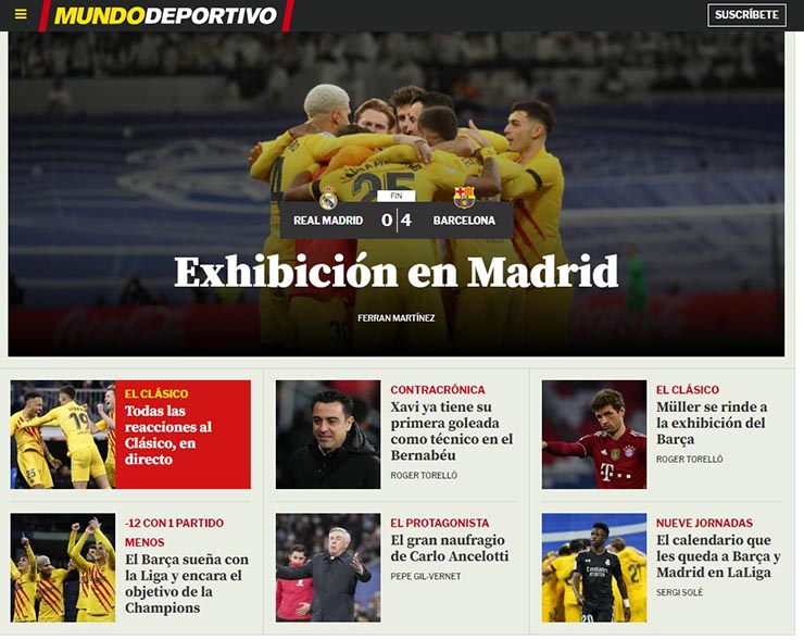 Với tờ Mundo Deportivo, đây là một buổi trình diễn của các cầu thủ Barca